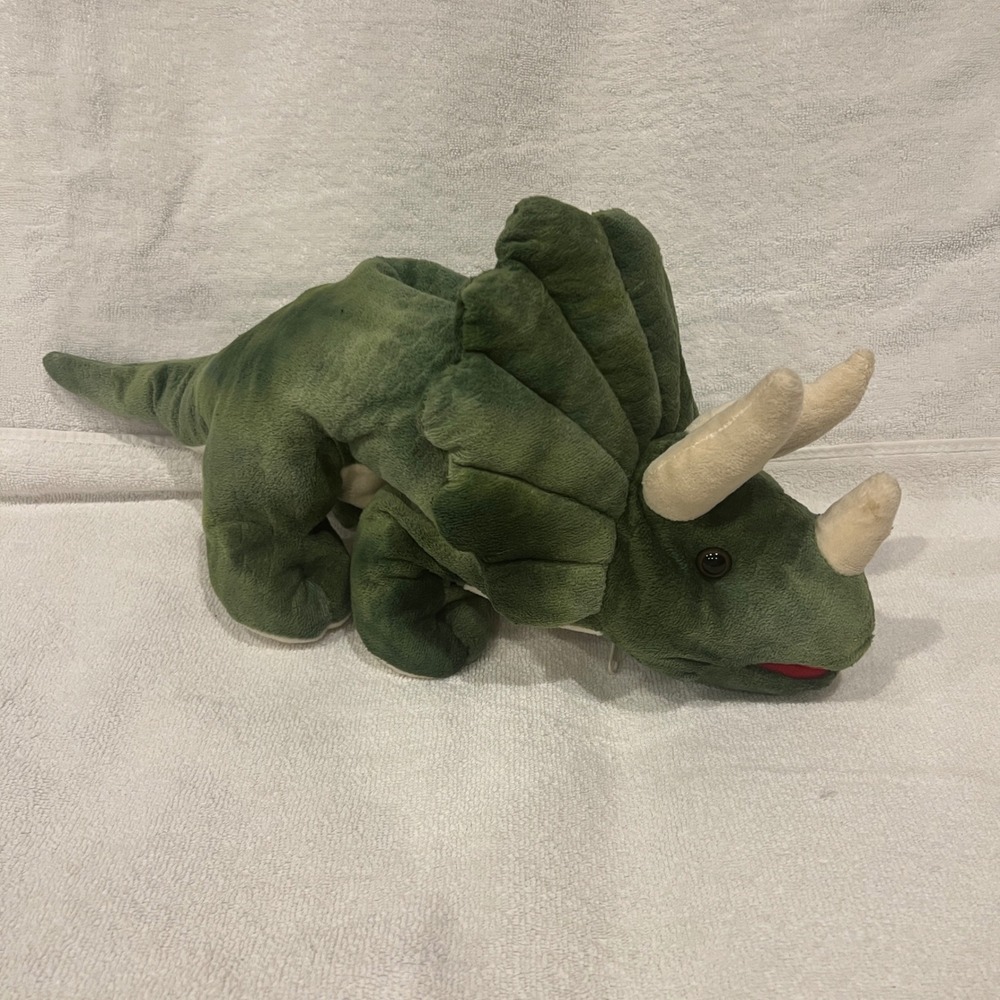 Prextex Green Triceratops‎ Dinosaur Plush Stuffed Animal 20 Inch Zip Pocket